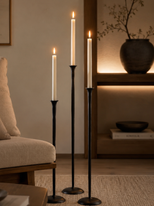 Grand Gallery Floor Candlesticks Noir set/3