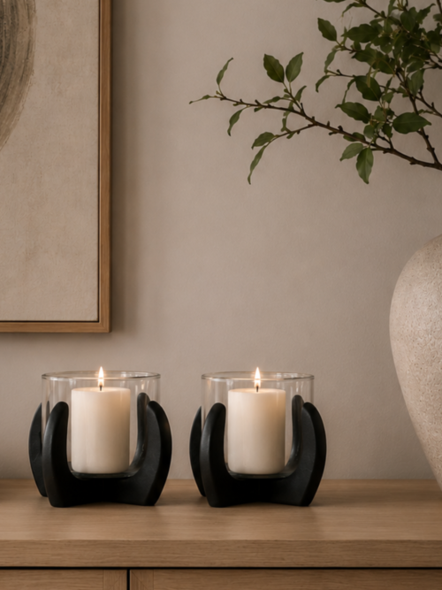 Candle holder Malawi black