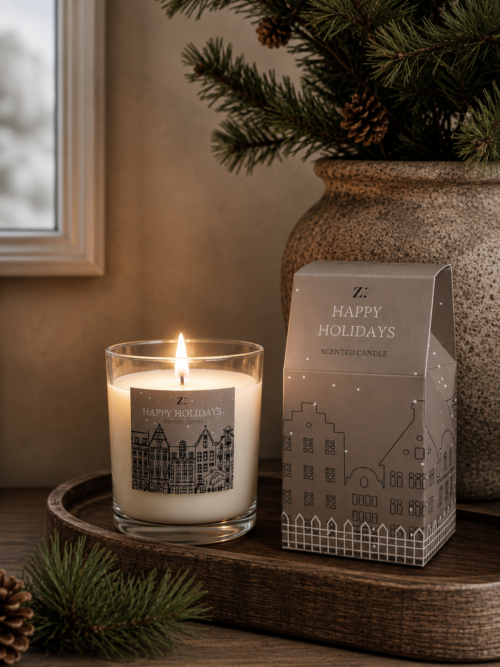 Happy Holidays christmas candle