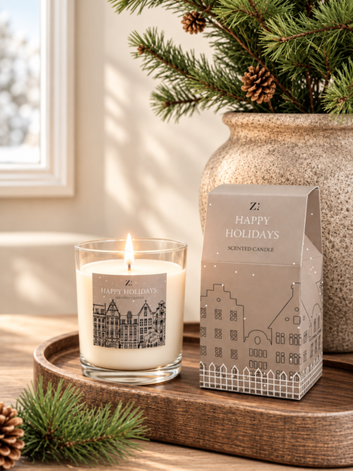 Happy Holidays christmas candle